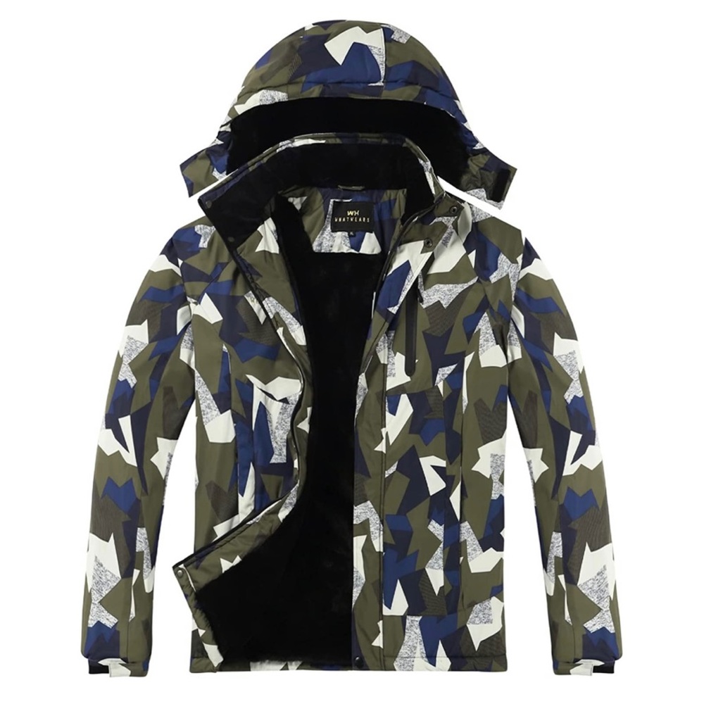 WHATWEARS Waterproof Ski, Snow Coat Windproof Mountain Jackets with Hooded XL